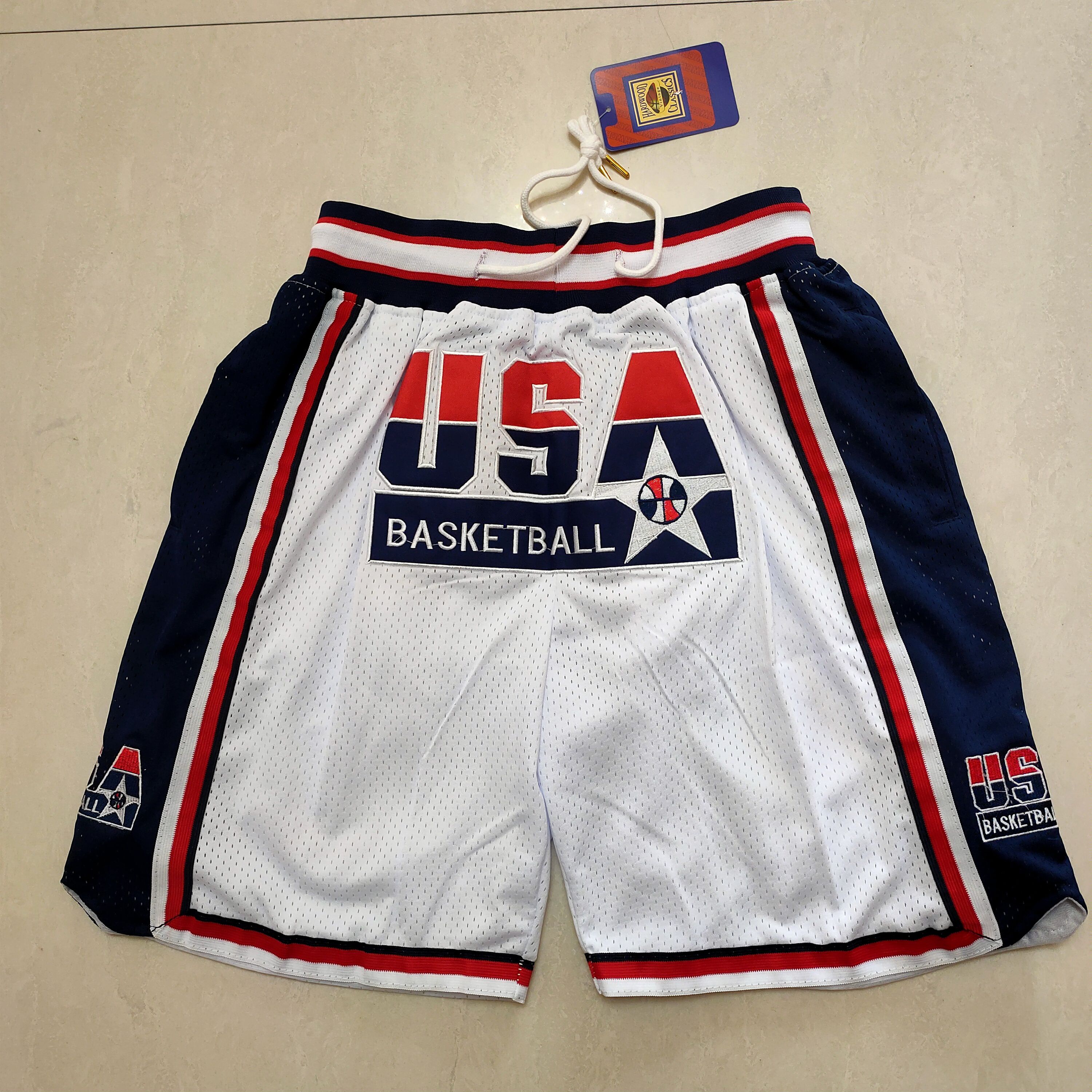 Men NBA USA White Shorts 202302184